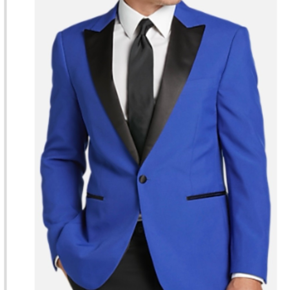Tux jacket egara 38R slim fit sport coat Blue formal dinner suit jacket - Picture 3 of 6